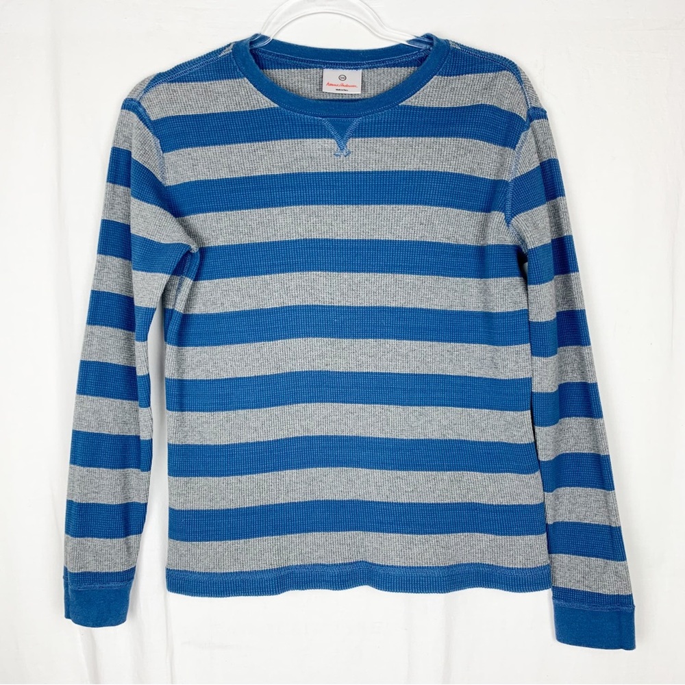 Hanna Andersson Waffle Knit Thermal Shirt Blue Gray L/S size 160 (14-16)
